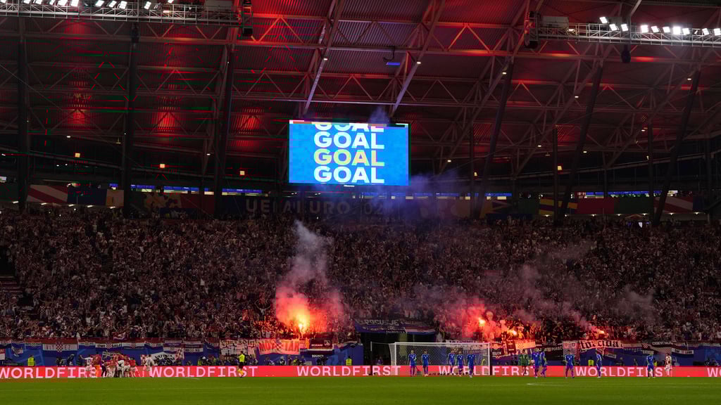 Das Leipziger Stadion während der Vorrundenpartie zwischen Italien und Kroation.