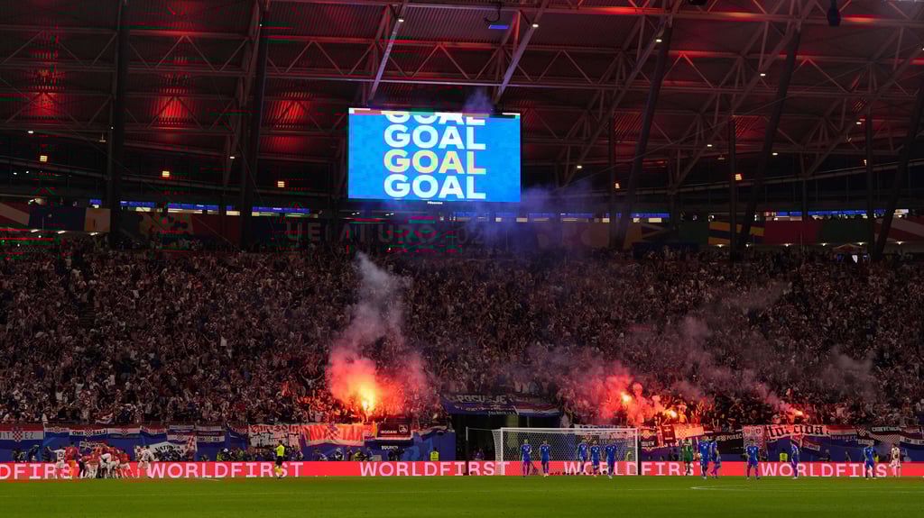 Das Leipziger Stadion während der Vorrundenpartie zwischen Italien und Kroation.