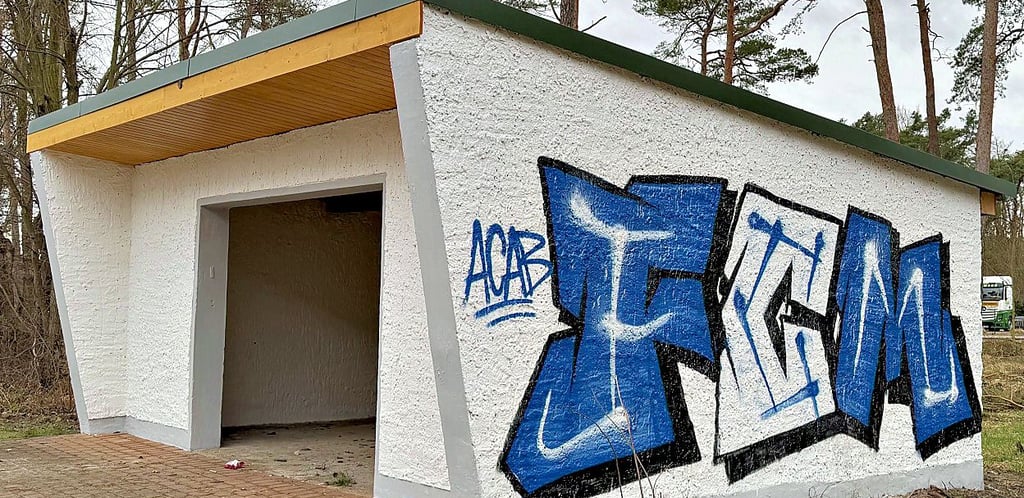 Anfang des Jahres hatten Unbekannte das Wartehäuschen am Breiten Weg in Güsen beschmiert.