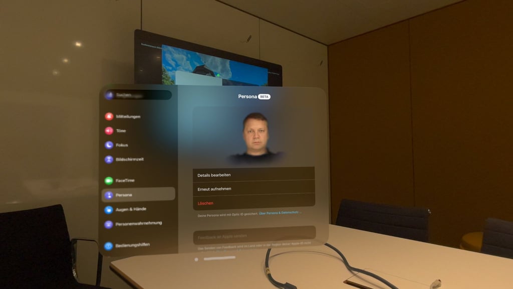 Mit Hilfe der „Persona“-Hologramme kann man sich mit anderen Trägern der Vision Pro im virtuellen Raum unterhalten. Es ist eine Art 3D-Facetime.