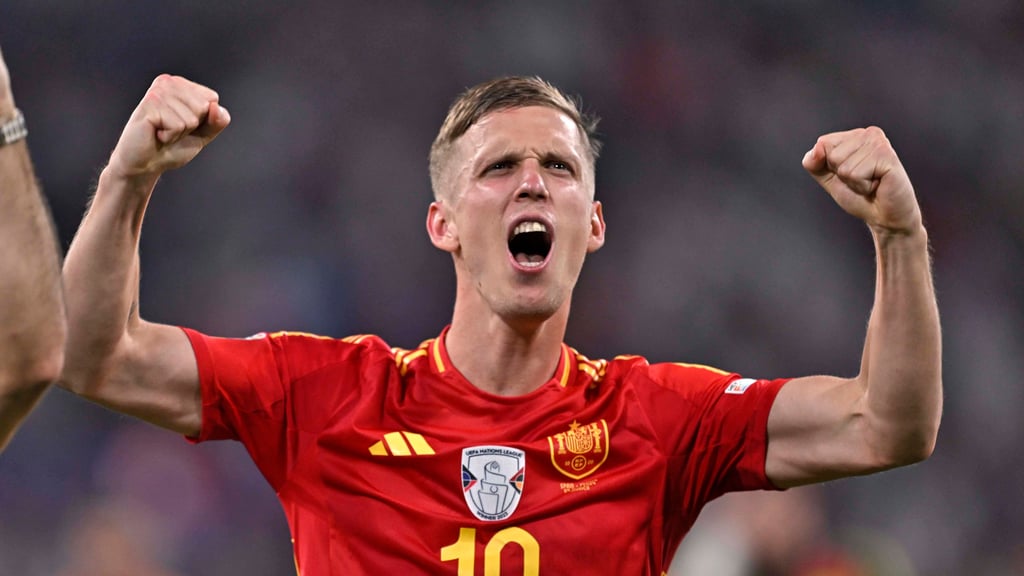 Dani Olmo bejubelt den Final-Einzug.