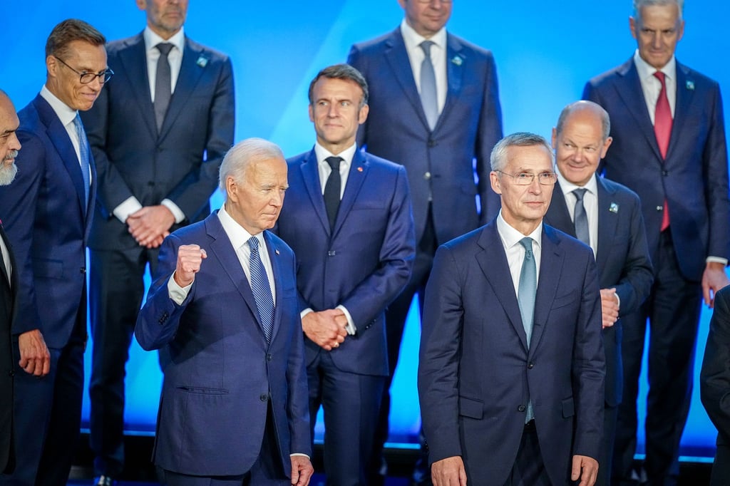 Auch beim Nato-Familienfoto gibt es Fragen zu Bidens Kandidatur. (Archivbild)