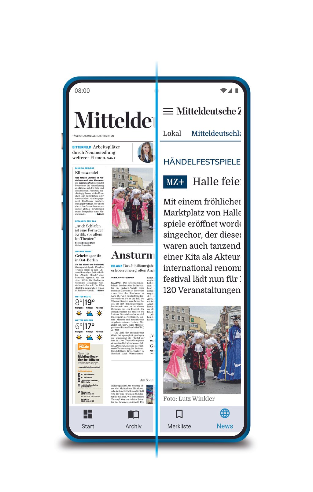 Die neue App der Mitteldeutschen Zeitung vereint das Beste aus zwei Welten: E-Paper und Online-News.