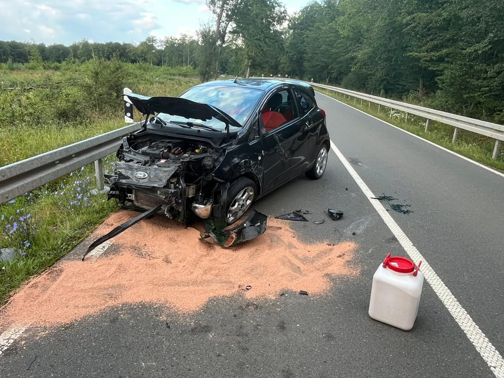 Der Fahrer blieb bei dem Unfall auf der B185 bei Ballenstedt unverletzt.