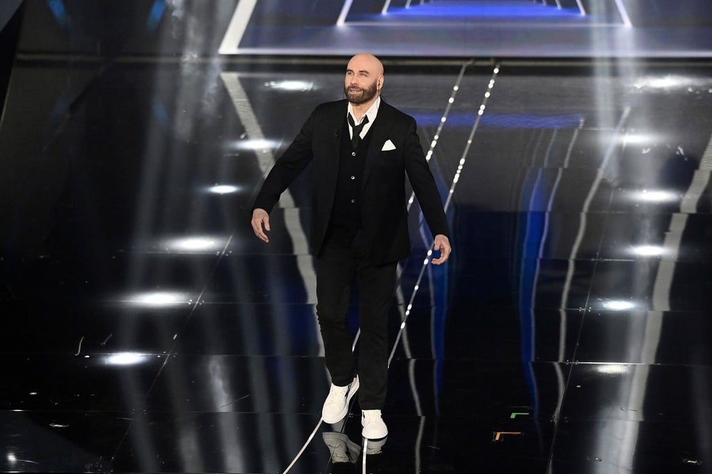 Sanremo mit Superstar: John Travolta während der 74. Ausgabe des Sanremo-Musikfestivals im Februar 2024.