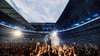Sänger Damon Albarn von der Band Blur beim Auftritt im Wembley-Stadion.
