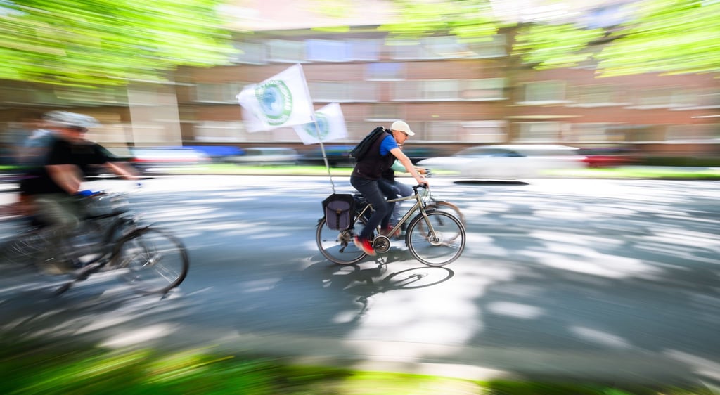 Umweltschützer protestieren gegen die Modernisierung des Südschnellwegs in Hannover.