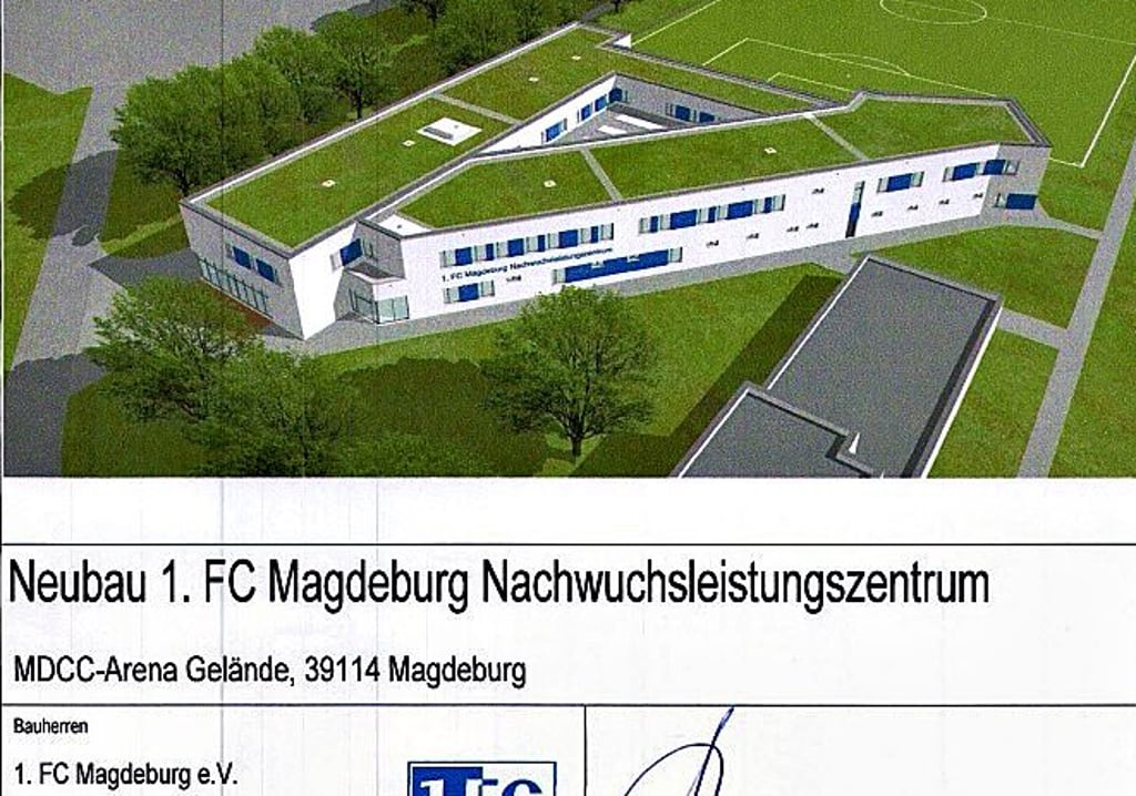 So soll das neue Funktionsgebäude des 1. FC Magdeburg, das hinter der Arena  geplant ist,  aussehen. 