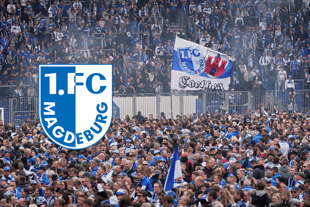 Die Fans vom 1. FC Magdeburg nach dem Aufstieg in die 2. Bundesliga im Jahr 2022.