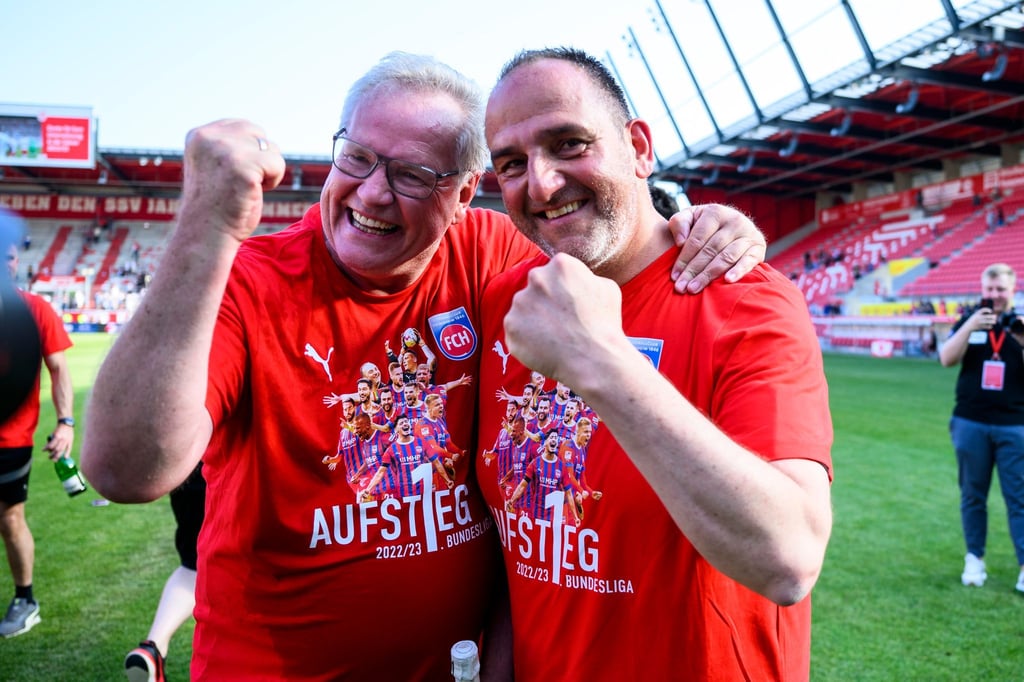 Köpfe des Heidenheimer Erfolgs: Holger Sanwald (l) und Frank Schmidt.
