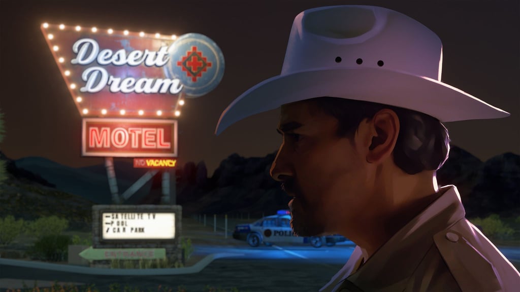 Ein wahrer Wüstentraum: In diesem Motel in der Wüste spielt „As Dusk Falls“.