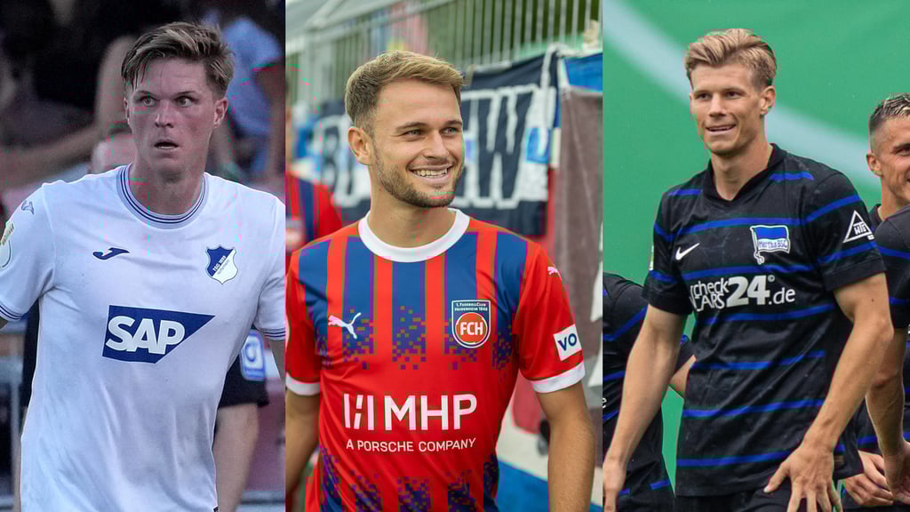 Ex-FCM-Spieler (v.li.): Marius Bülter von TSG Hoffenheim, Leo Scienza vom 1. FC Heidenheim und Luca Schuler von Hertha BSC.