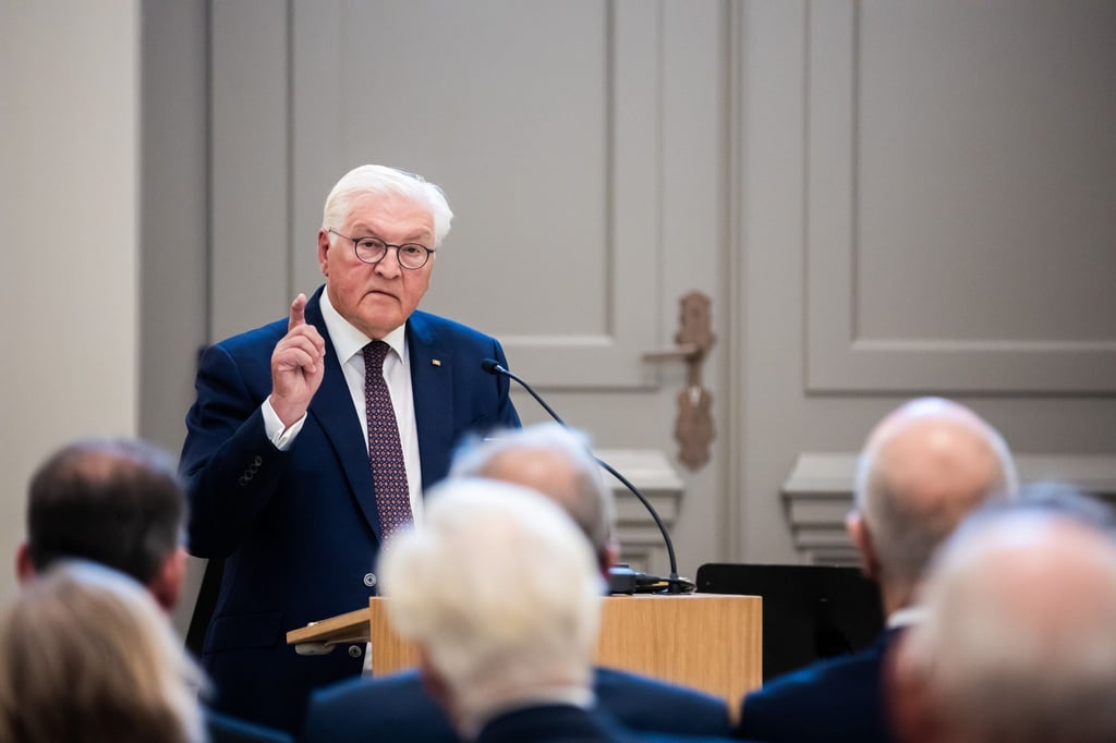 Bundespräsident Frank-Walter Steinmeier spricht beim Festakt zur Eröffnung des Turms der Garnisonkirche Potsdam.