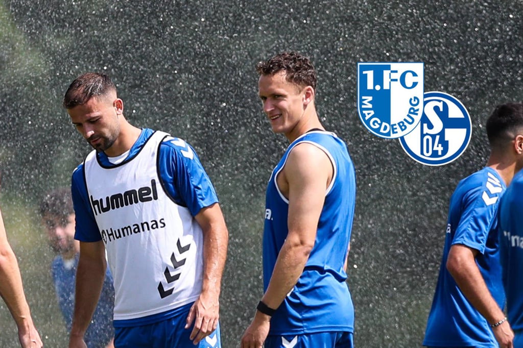Martijn Kaars (re.) und Aleksa Marusic vom 1. FC Magdeburg: Mit einem Stürmer-Duo gegen den FC Schalke 04?