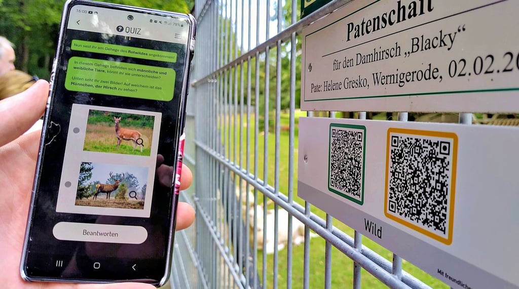 Über QR-Codes an den Gehegen im Wildpark Christianental gelangen Besucher zu Quiz-Fragen zu den Tieren der Anlage im Osten Wernigerodes.