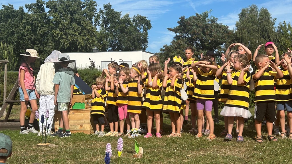 Die Kinder der Johanniter-Kita Getec führten bei ihrem Kita-Fest das Musical "Bienenstark - Wir brauchen euch alle"
