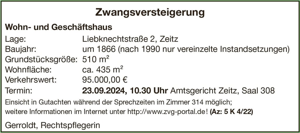 Wohn- und Geschäftshaus , Zeitz, Liebknechtstr. 2