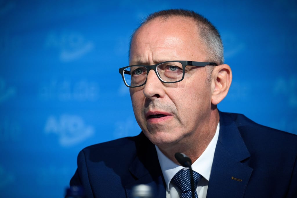 AfD-Landesvorsitzender Jörg Urban bei der Wahl-Nachlese der Bundespartei in Berlin
