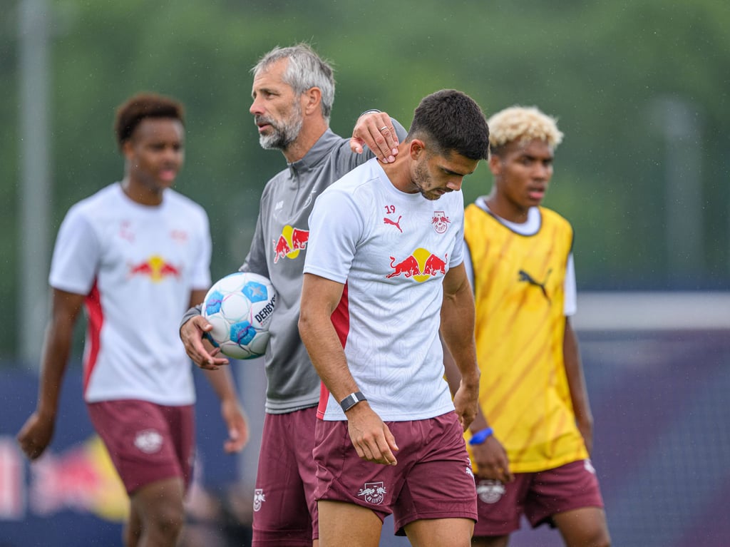 RB-Trainer Marco Rose und Verkaufsspieler André Silva