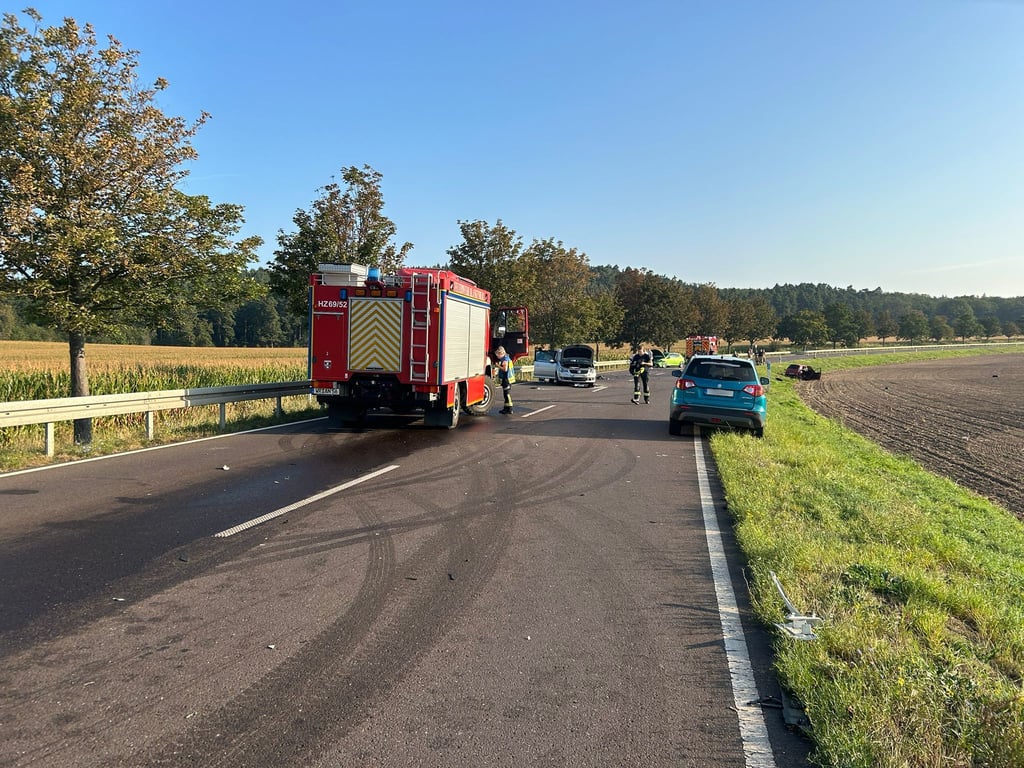 Bei einem Unfall mit einem Lkw und drei Autos im Harz sind zwei Personen schwer verletzt worden.