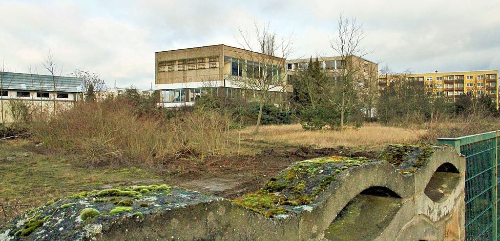 Auf dem ehemaligen Gymnasiumsgelände in Tangerhütte (links ist die Turnhalle zu erkennen) will Edeka neu bauen.