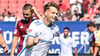 Philipp Hercher bejubelt seinen ersten Pflichstpieltreffer für den 1. FC Magdeburg beim 4:0-Sieg gegen den 1. FC Nürnberg.