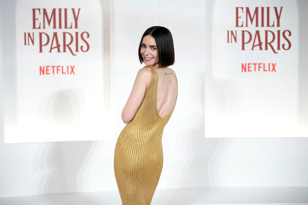 Die Schauspielerin Lily Collins bei der Premiere zum zweiten Teil der vierten Staffel der Netflix-Serie „Emily in Paris“ in Rom.