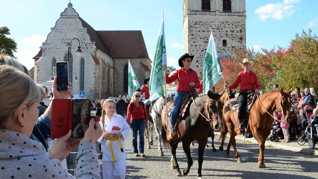 Der große Festumzug beim Zerbster Erntedankfest, vormals Bollenmarkt, zieht stets zahlreiche Besucher an. Kurzzeitig drohte der traditionellen Veranstaltung jetzt das Aus.