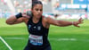 Kugelstoß-Olympiasiegerin Yemisi Ogunleye wurde beim Diamond-League-Meeting in Brüssel Dritte.