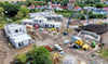 Blick aus der Vogelperspektive auf die Baustelle am Heckenteich in Gatersleben. Insgesamt entstehen sechs neue Bauten.