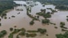 Die Lausitzer Neiße bei Görlitz mit Hochwasser.