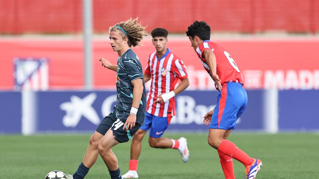 RB-Spieler Viggo Gebel im Youth-League-Spiel gegen Atlético Madrid.