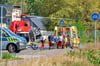 Ein Rettungshubschrauber brachte den schwerverletzten Radfahrer in ein  Klinikum in Halle.