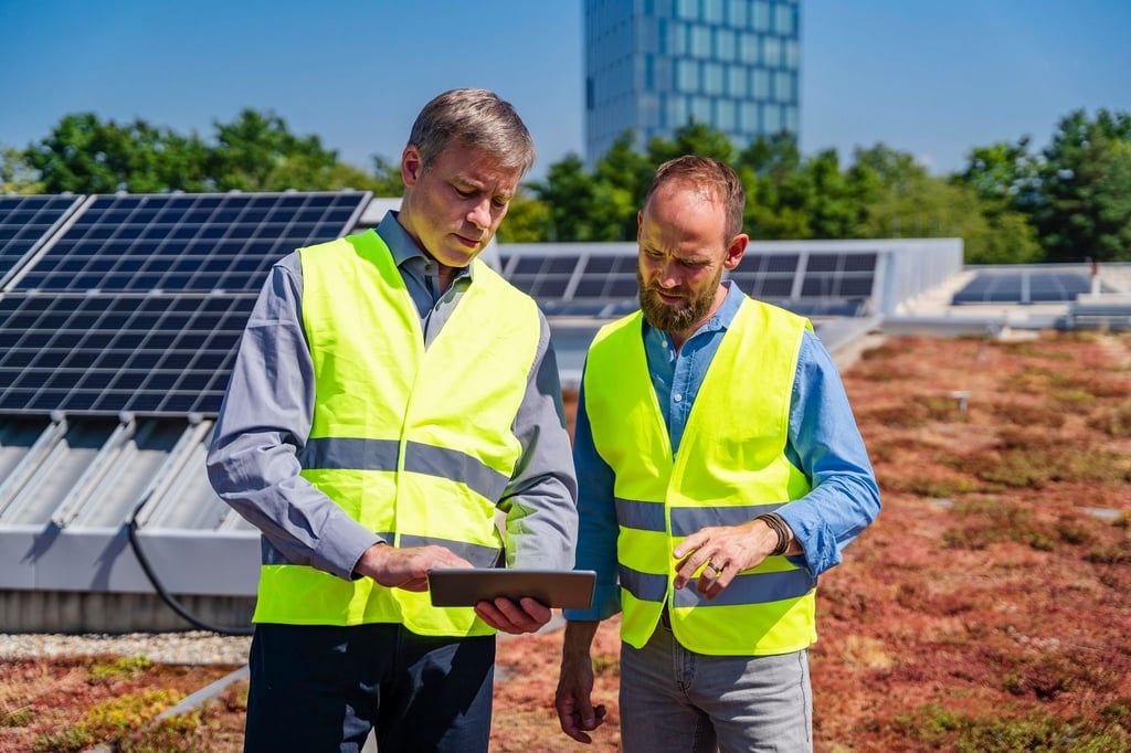Kann man auf Flachdächern gut kombinieren: Pflanzen und Solaranlagen.