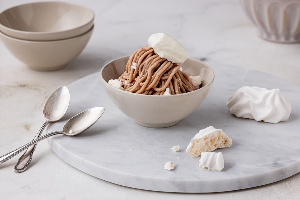 Vermicelles ein Schweizer Dessert-Klassiker aus dem Püree der Esskastanie.