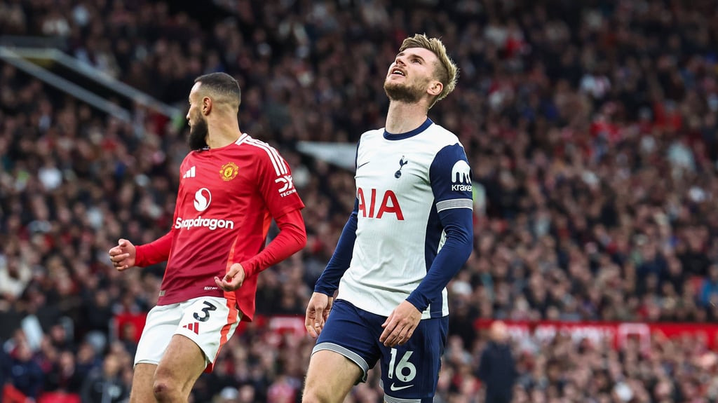 Timo Werner nach einer vergebenen Chance gegen Manchester United.