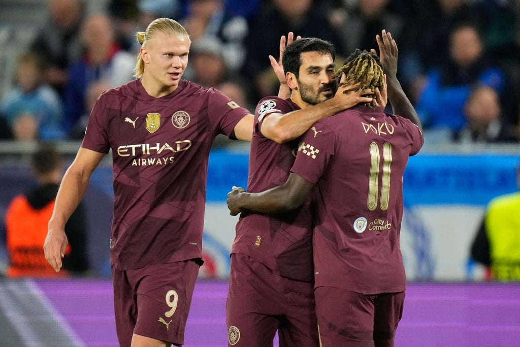 Rückkehrer Ilkay Gündogan (Mitte) traf für ManCity in Bratislava.
