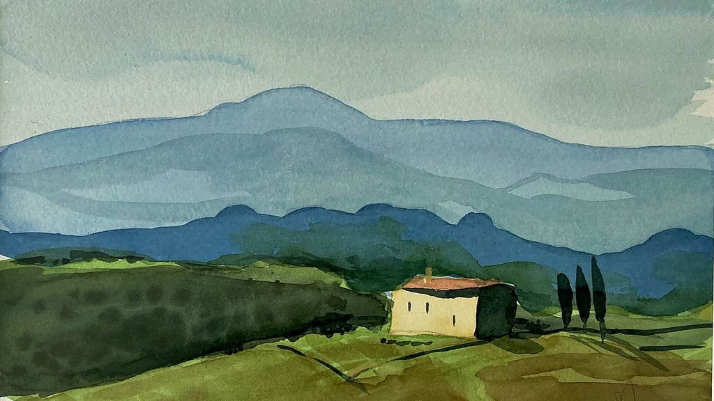 Dieses Aquarell gehört zu den ersten malerischen Arbeiten von Jürgen Krüger nach dessen Eintritt in den Ruhestand.