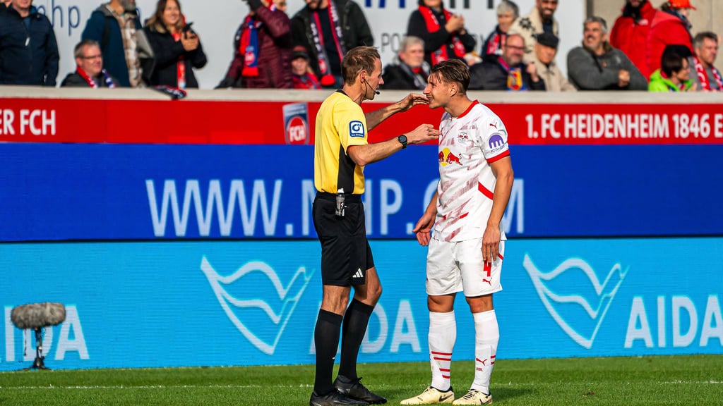 Willi Orban diskutiert mit Schiedsrichter Sascha Stegemann.