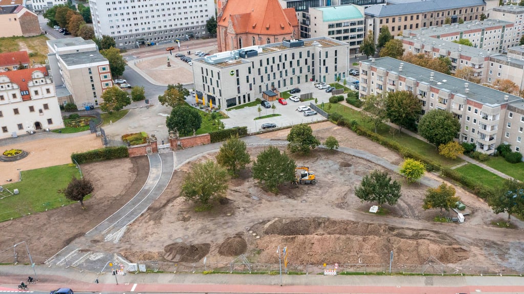 Der Lustgarten am Stadteingang Ost wird umgestaltet: Was passiert, ist dort am besten aus der Luft zu sehen.