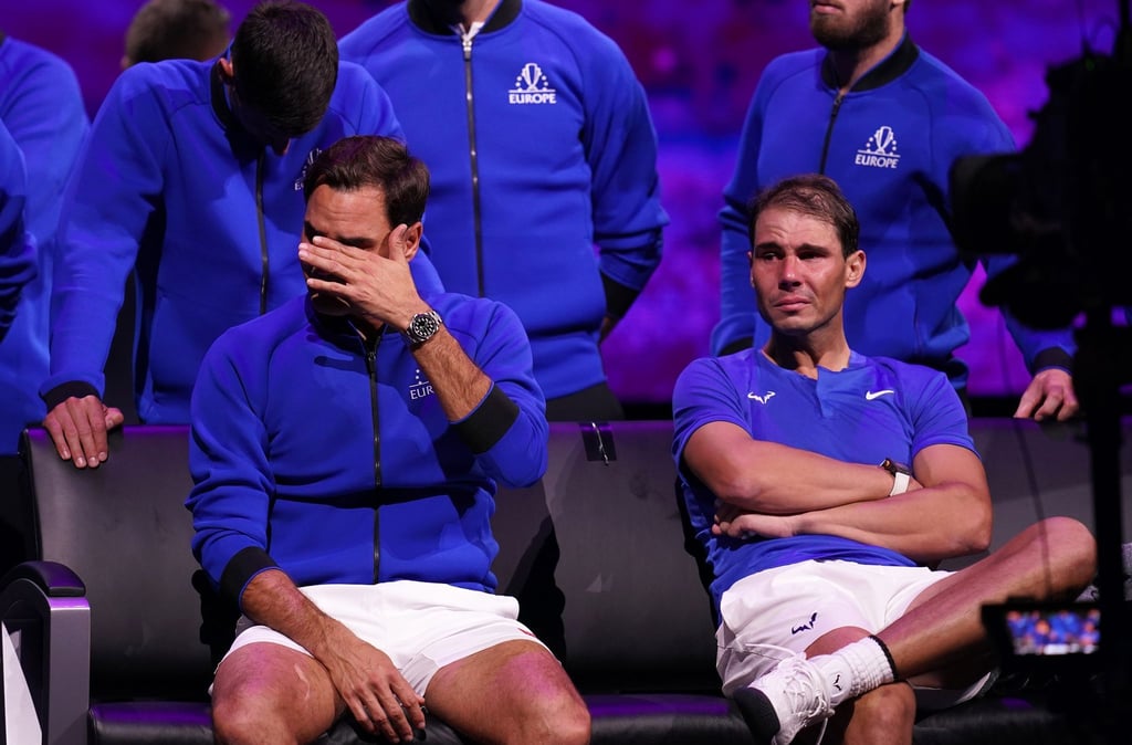 Tränen zum Abschied: Roger Federer (l) und Rafael Nadal.