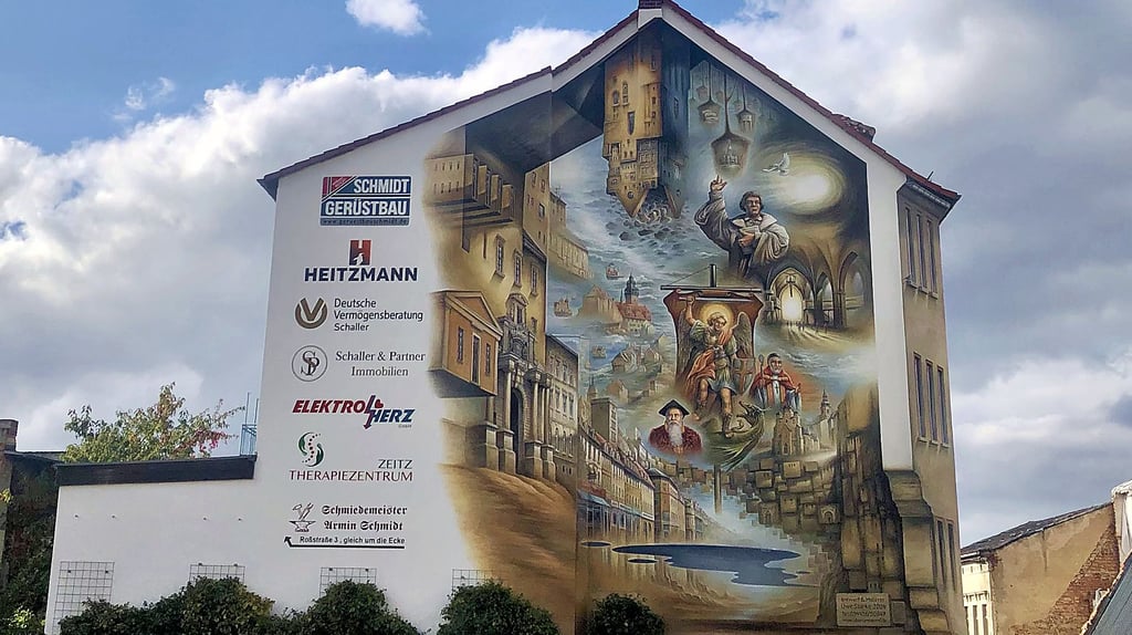 Wandbild Uwe Starke an der Braustraße/Rahnestraße in Zeitz Foto: Angelika Andräs