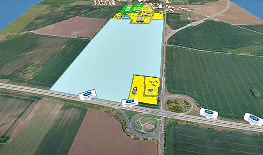 Das Gebiet von der A14 bis zum bereits bestehenden Gewerbegebiet West soll erschlossen werden.