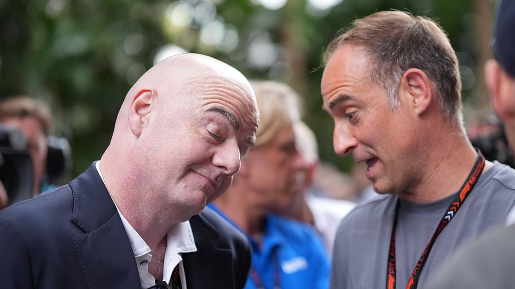 Großkopferte unter sich: Fifa-Chef Infantino (l.) und Red-Bull-CEO Mintzlaff