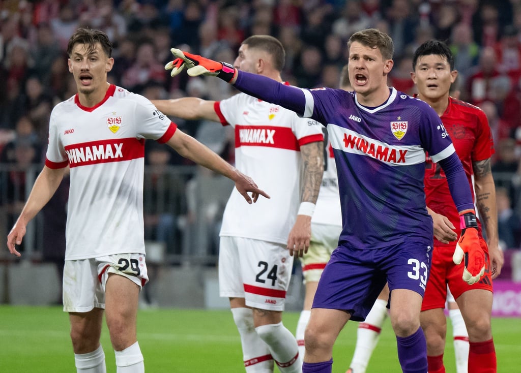 Am Dienstag sind Alexander Nübel (2. v. r.) und der VfB Stuttgart bei Juventus Turin zu Gast.