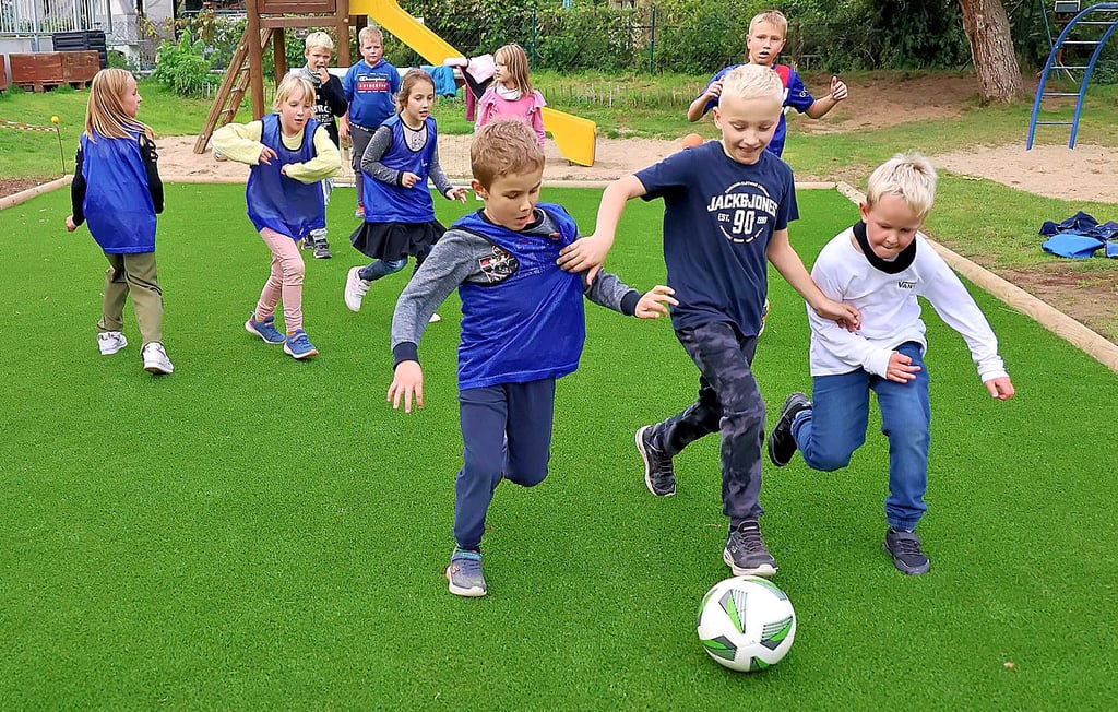 Die Knirpse nahmen den Platz sofort mit ihrem Ball in Beschlag.