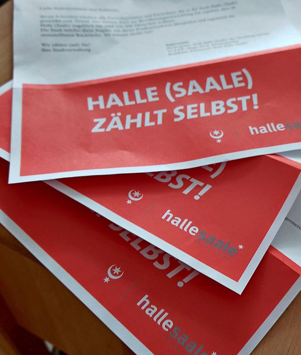So sahen die Briefe der Aktion „Halle zählt selbst“ aus, die die Stadt an der Saale im Sommer verschickt hat. Inzwischen ist klar: Das Statistische Landesamt erkennt das Ergebnis der Aktion nicht an.