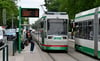 Zwei Straßenbahnen begegnen sich an der Magdeburger Haltestelle Mittagstraße. Um die Millionen-Zuschüsse an die MVB gibt es Diskussionen.