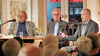 Harald Meller, Carel van Schaik und Kai Michel im Literaturhaus Halle  (von links)