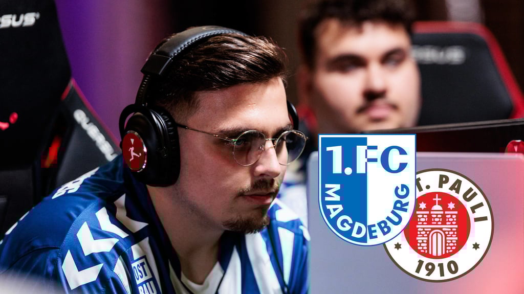 Ali Gencer (vorne) und Onur Polat: Die E-Sportler vom 1. FC Magdeburg führen den Club an die Tabellenspitze der Virtual Bundesliga.